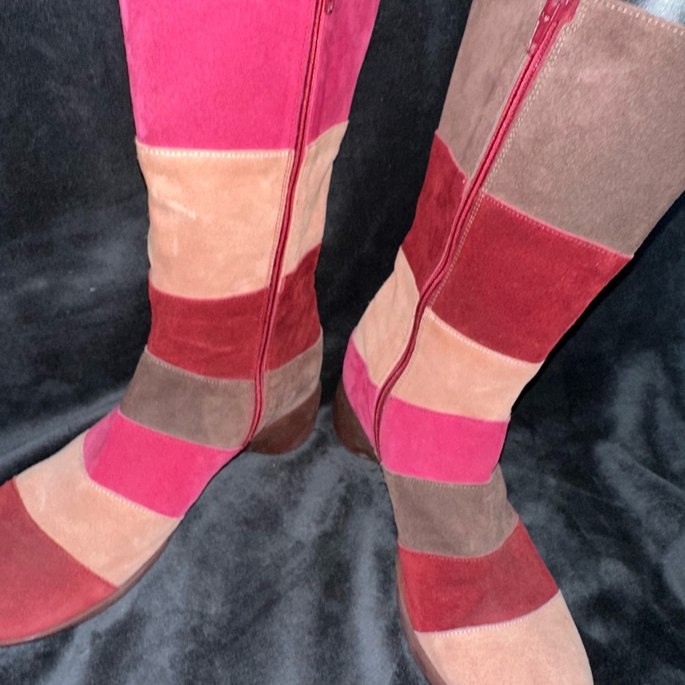 Camper Red and Pink Heeled Boots Colorful Design